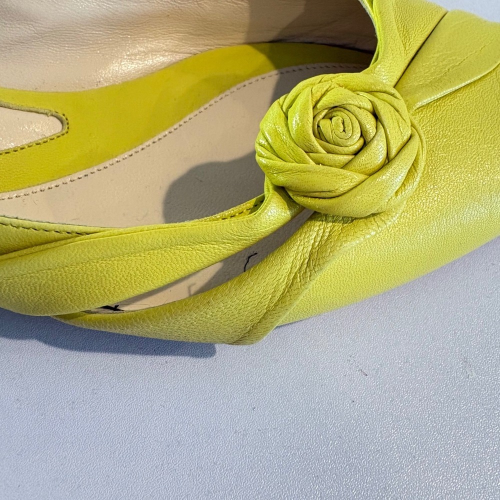 ♾️Alessandro Dell'Acqua Acacia Yellow Leather Rosette Kitten Heels 8.5-9♾️ - Picture 8 of 9